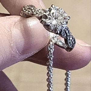 2ct mossinate platinum ring with diamond accents half eternity band